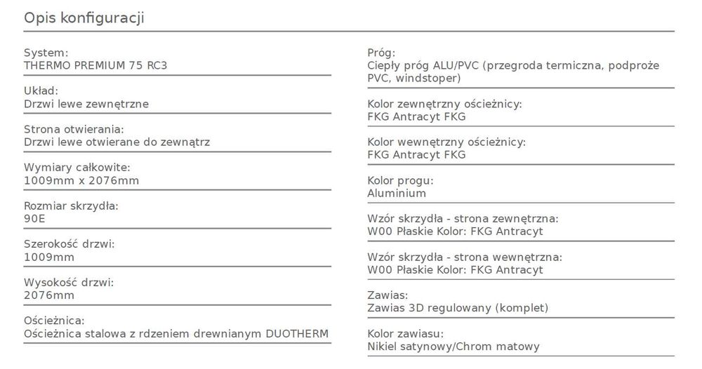 Drzwi zewnętrzne GERDA thermo premium z montażem