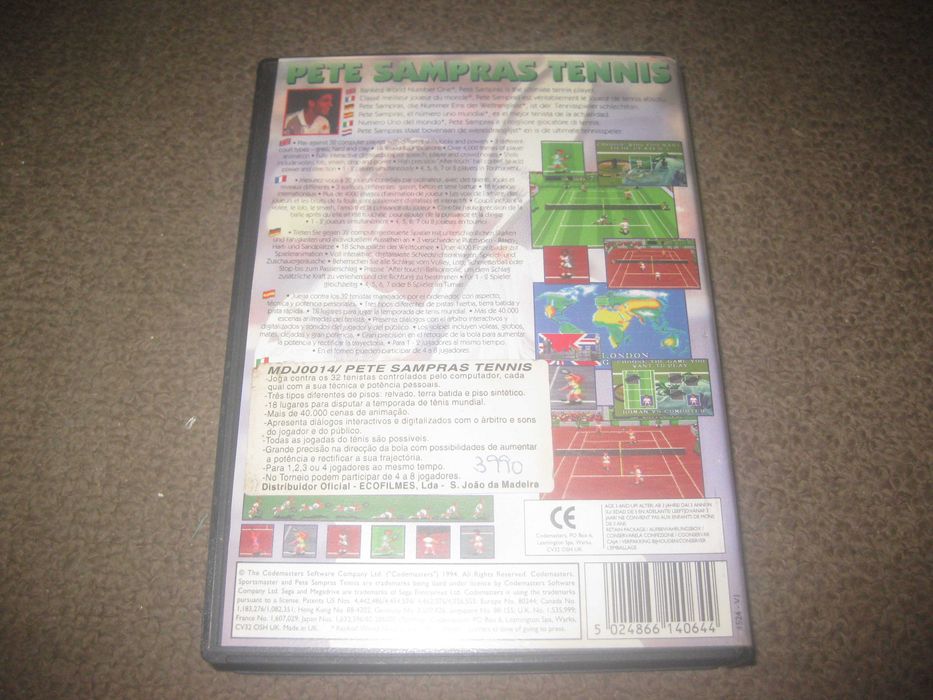 Jogo "Pete Sampras Tennis" para Sega Mega Drive