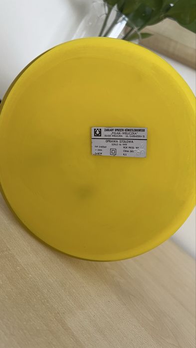 Polam Wieliczka 1970 r Szklana Żółta Lampa Lampka  PRL  Unikat