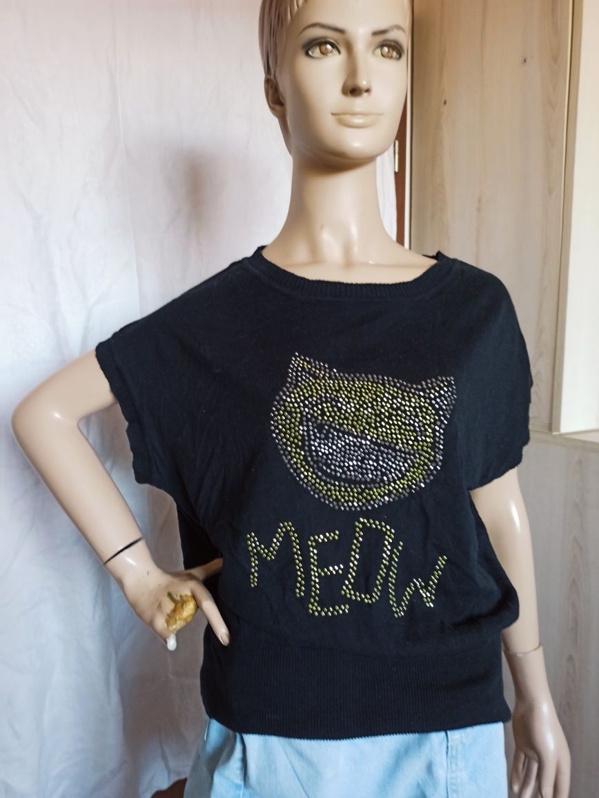 Sg Sweter z krótkim rękawem z dżetami nietoperz 34 , 36 , XS  , S orgi