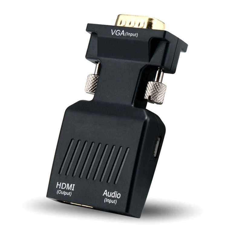 Conversor Adaptador VGA Macho para HDMI Fêmea c/ Áudio p/ PC Monitor