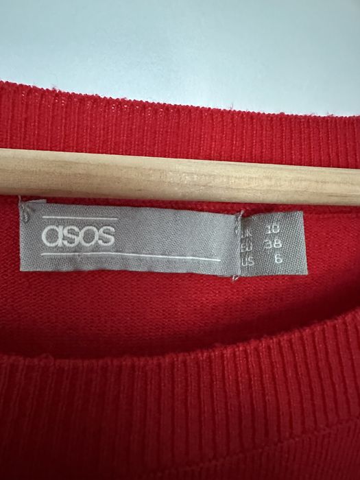 Uroczy sweter świąteczny, S/M, czerwony, Asos, z wełną