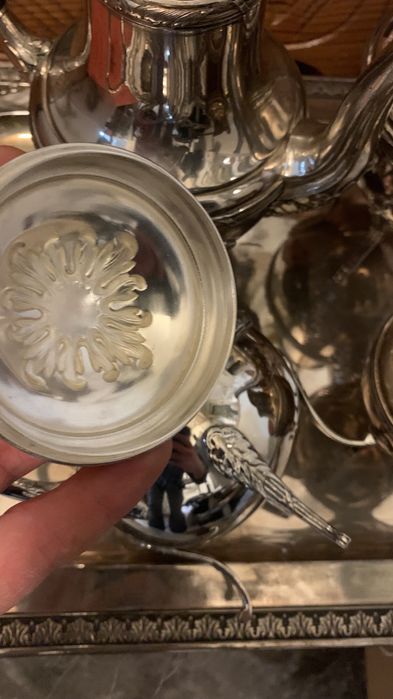 Conjunto de Chá casquinha de prata francesa antiga