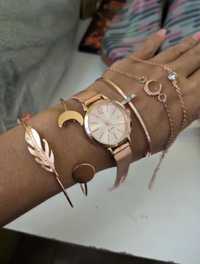 Złoty  damski zegarek + biżuteria