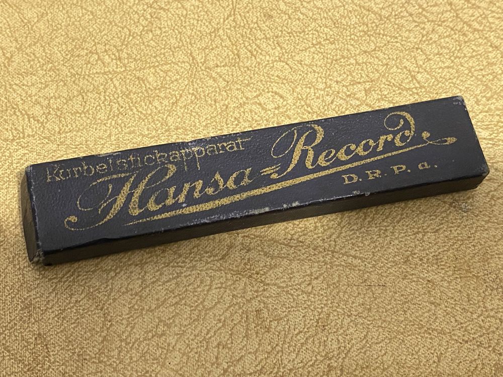 Aparat Vintage Stick Hansa-Record D.R.P. mała ręczna maszyna do szycia