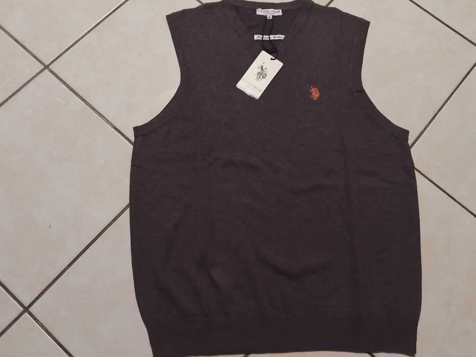 US POLO ASSN - z Metkami Logowany Sweter Bezrękawnik Męski rozmiar L