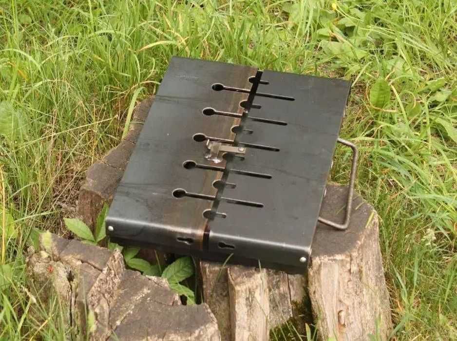 Раскладной мангал 3️⃣мм на 8 шампуров + 8 шампуров (ручка металл). 3мм