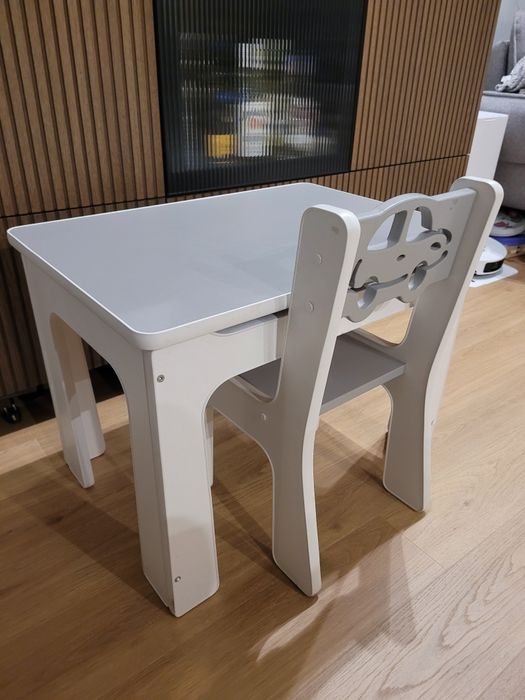 Stolik i krzesełko dziecięce biało szare