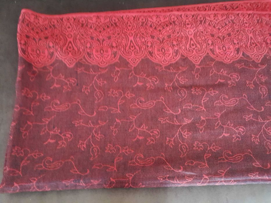 Czerwono czarny duży kaszmirowy szal , 100 % Pashmina orientalny
