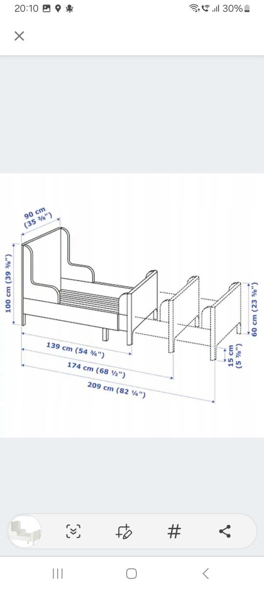 Łóżko Ikea busunge rozkładane z materacem