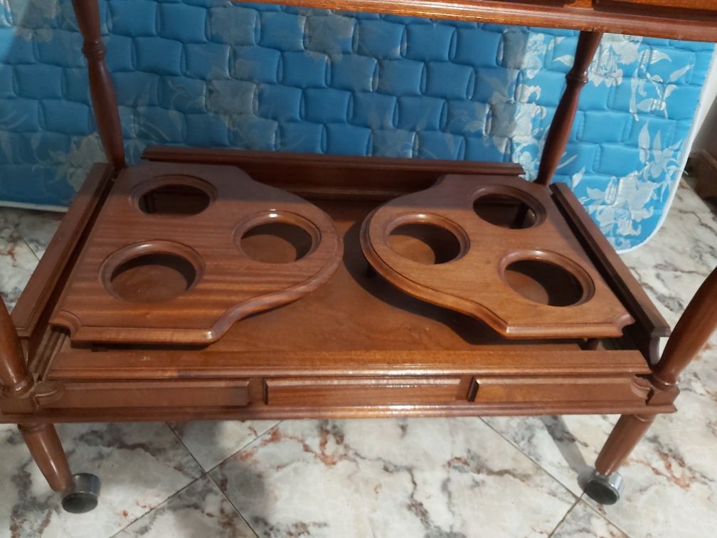 Bar móvel carrinho com mesa espelho