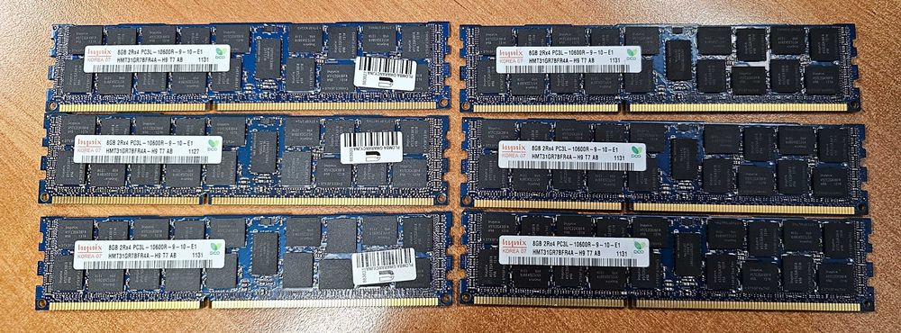6x Pamięć Hynix 8GB 2Rx4 PC3L-10600R 9-10-E1  Serwerowa 48GB Razem