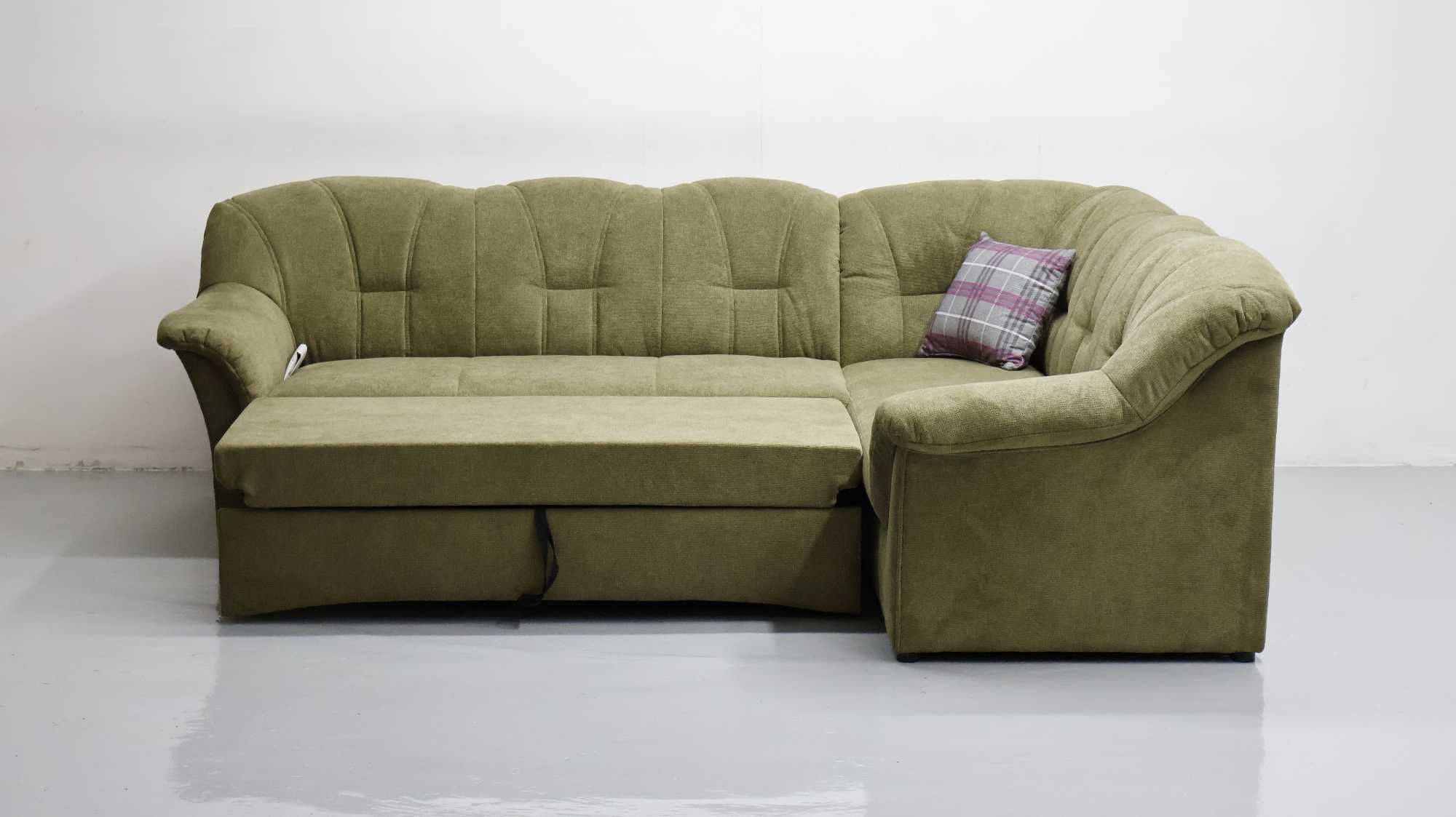 SZA DESIGN NAROŻNIK funkcja spania kanapa, rogówka, tkanina sofa ZIELO