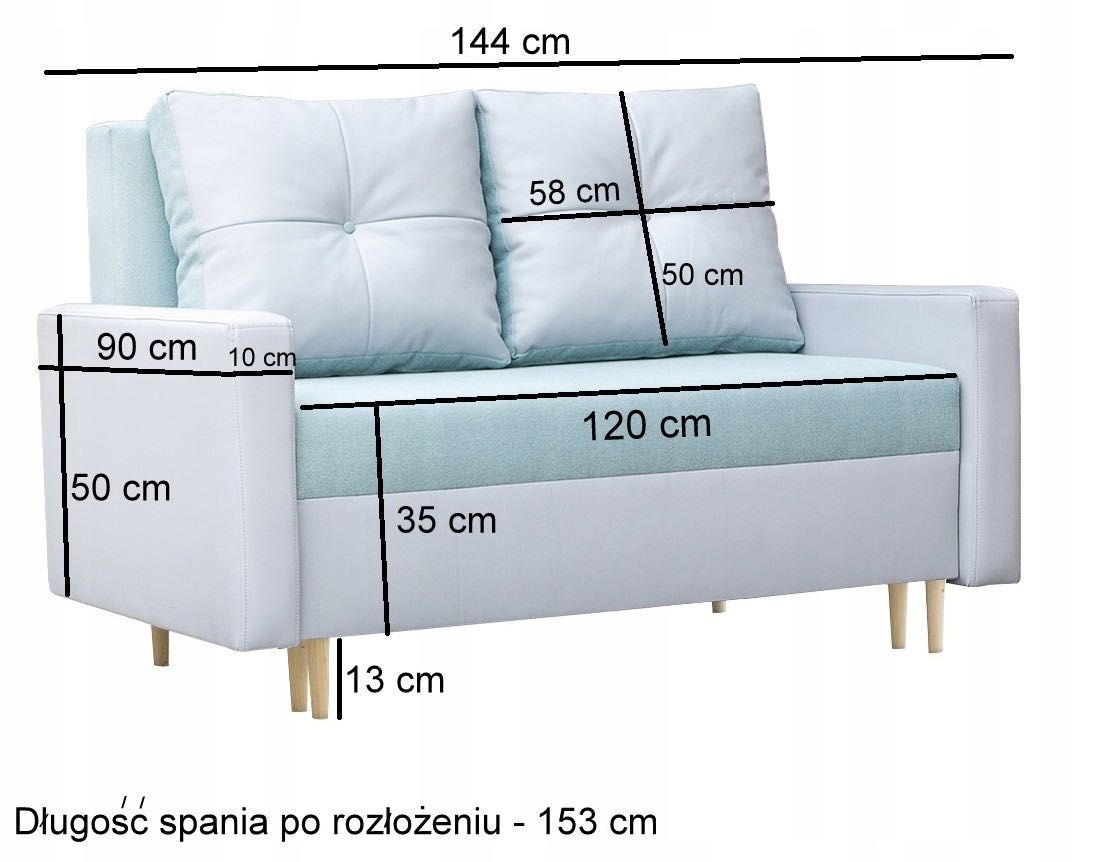 Sofka kanapa wersalka rozkładana z poduszkami