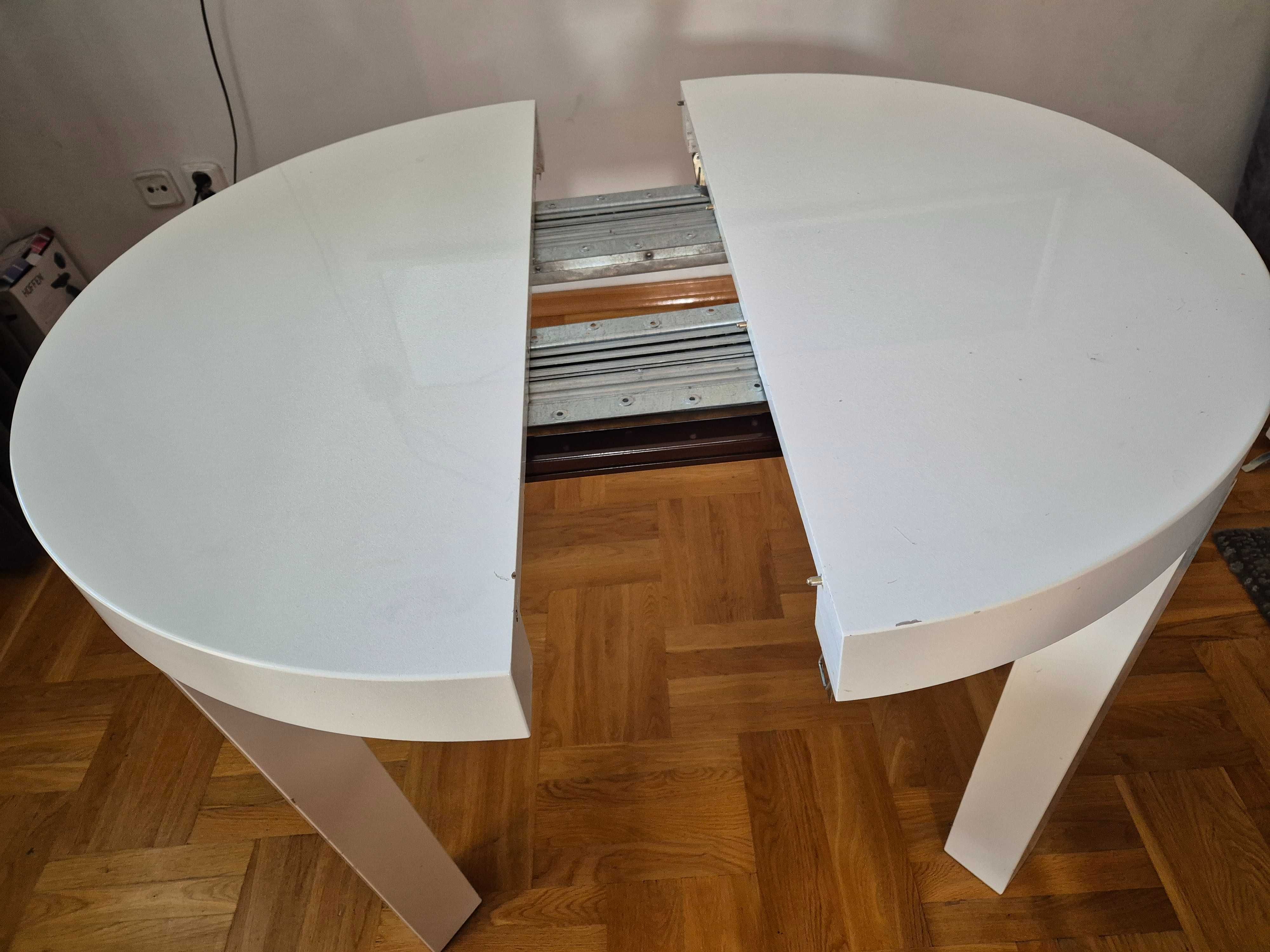 Stół okrągły rozkładany biały lakier
