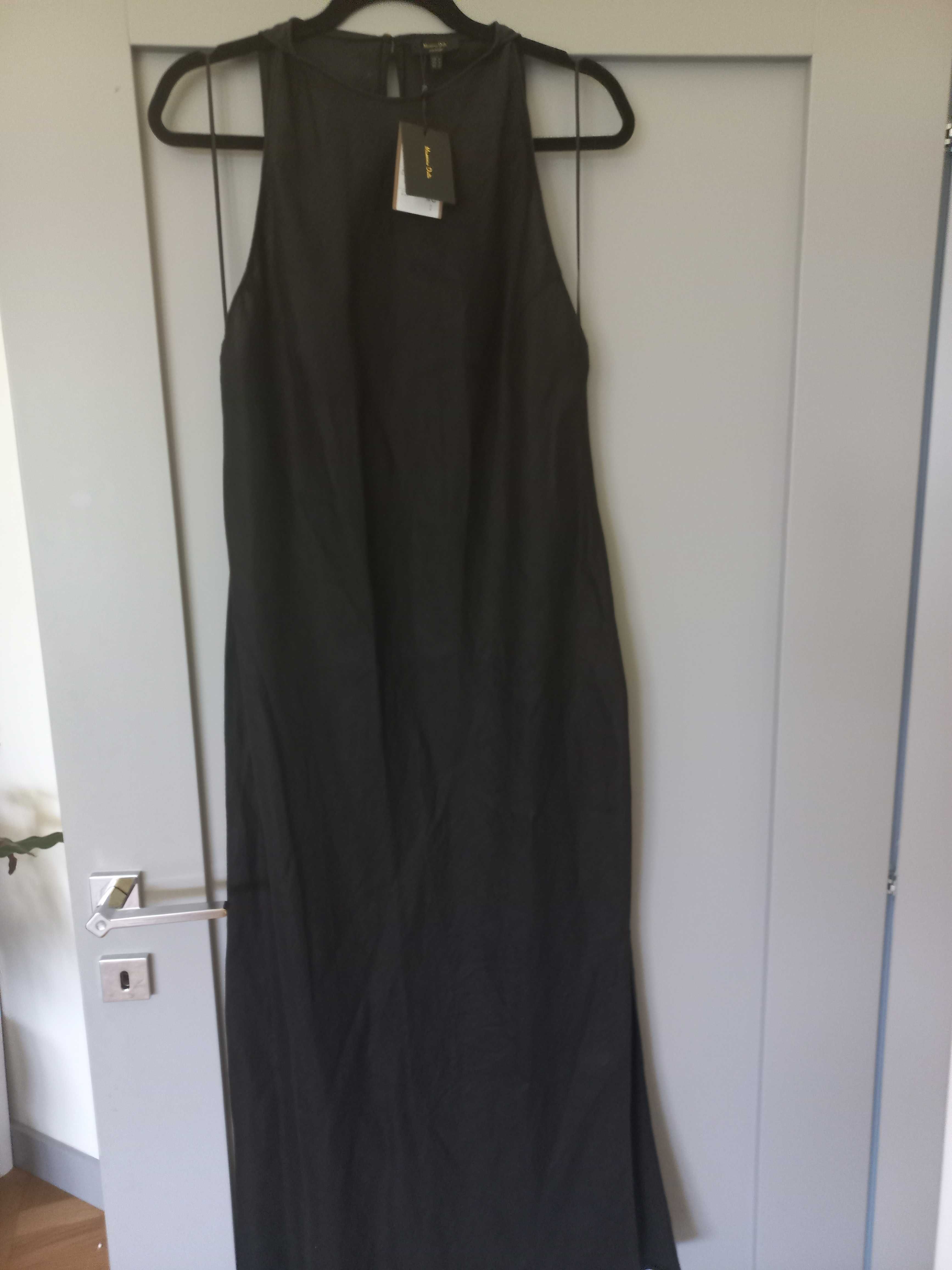 MASSIMO DUTTI_ cudowna len czarna XL wyprzedaż