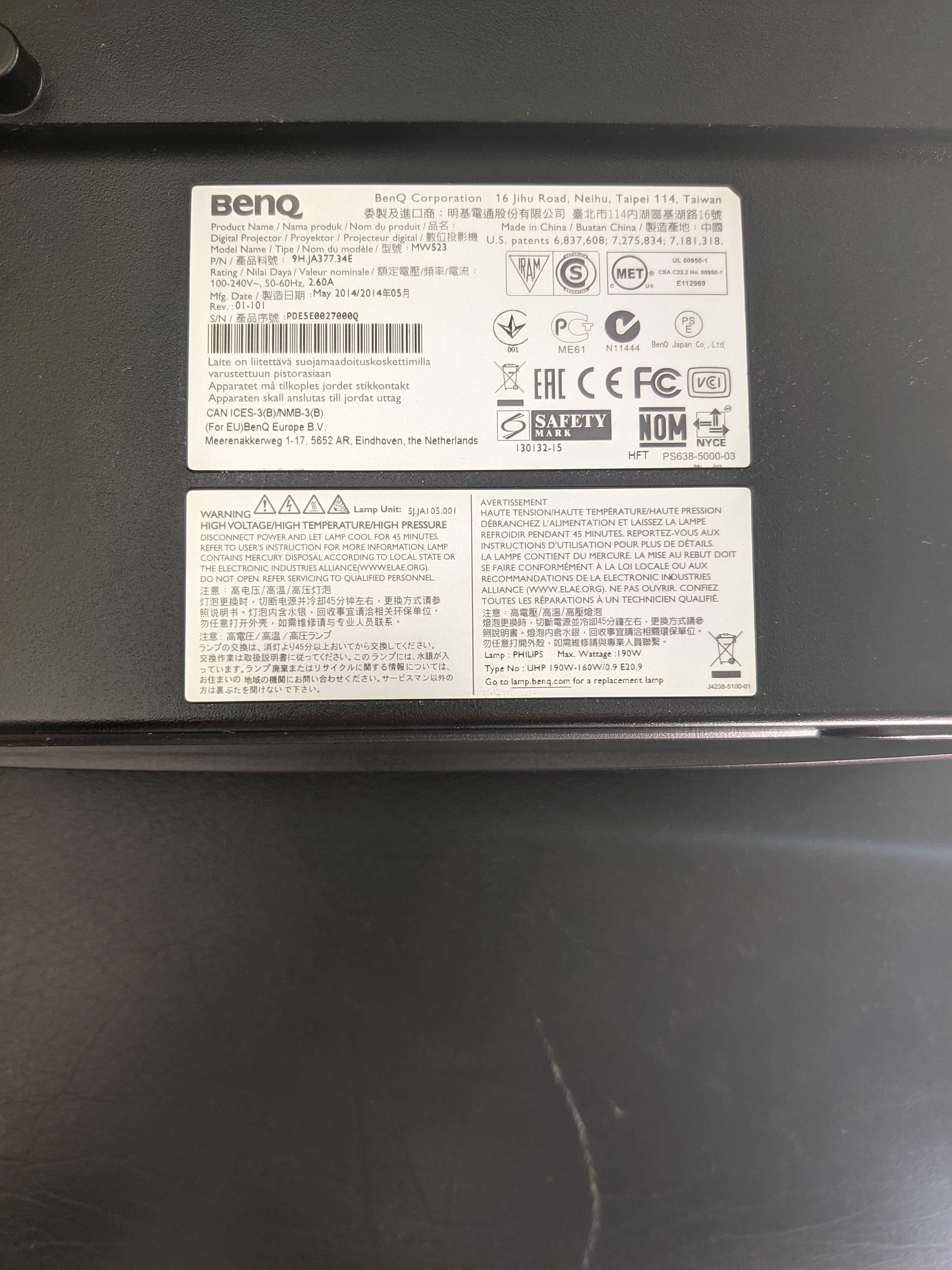 Projetor BenQ MW523 como novo