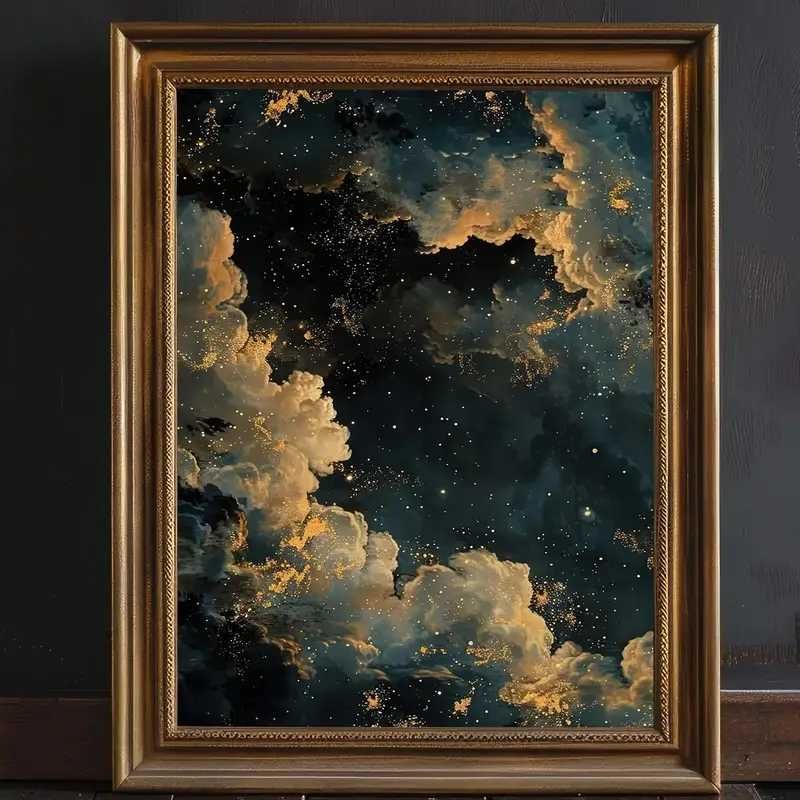Nowoczesny Abstrakcyjny Obraz Nocnego Nieba na Płótnie