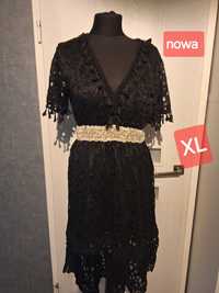 Nowa sukienka boho xl 42 czarna koronkowa letnia