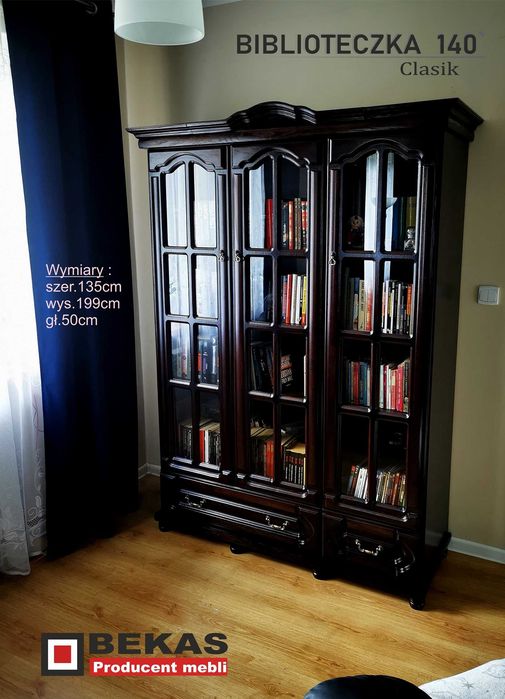 Prześliczna Biblioteczka 140` (3D-2S) Clasik Orzech Bekas Producent