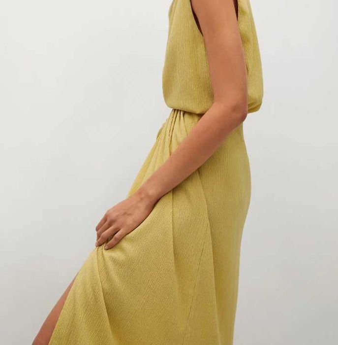 Mango spodnica midi z plisowaniem wiązan żółta pastelowa jak NOWA 36 S