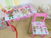 Детский стол и стул "Кукла Лол-Lol dolls" столик-парта 1-7лет (дерево)