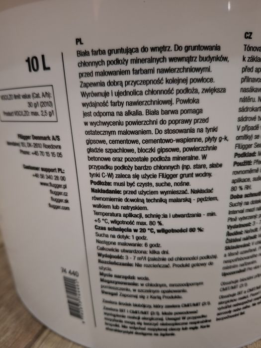 Flügger Wall Primer White 10l.  Farba gruntująca podkład