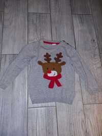 Sweter h&m 86 chłopięce dla chłopca  sweterek świąteczny renifer