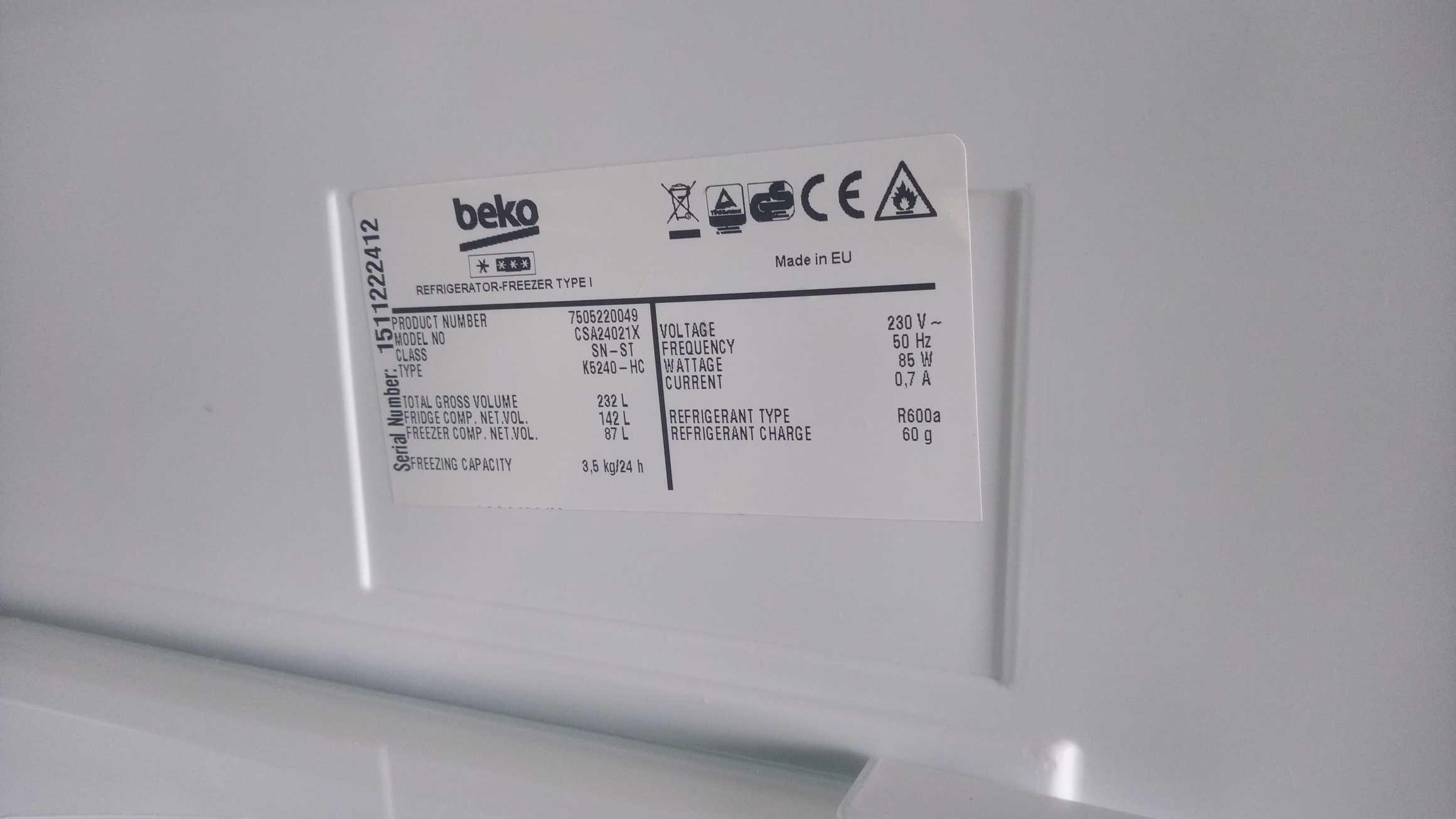 Lodówka BEKO CSA 24021X