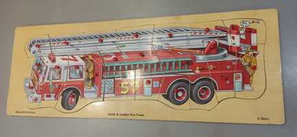 Пазл дерев'яний великий пожежна машина деревянный сортер