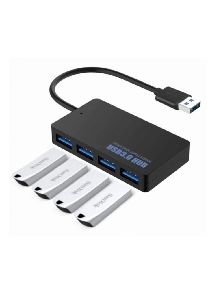 Rozgałęźnik 4 portowy HUB USB 3.0 1x4 5Gbps