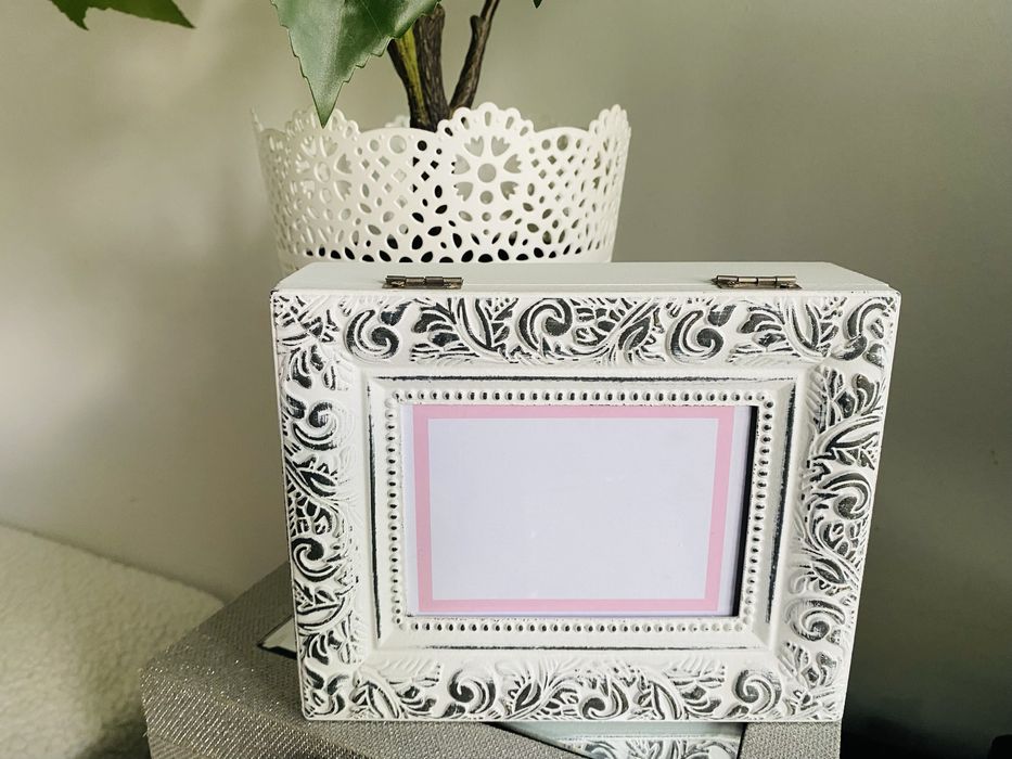 Szkatułka z miejscem na zdjęcie pojemnik deco box with foto biały