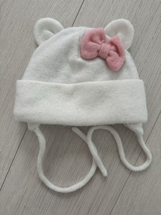 Зимова шапка утеплена на 1 рік. біла, шарф снуд