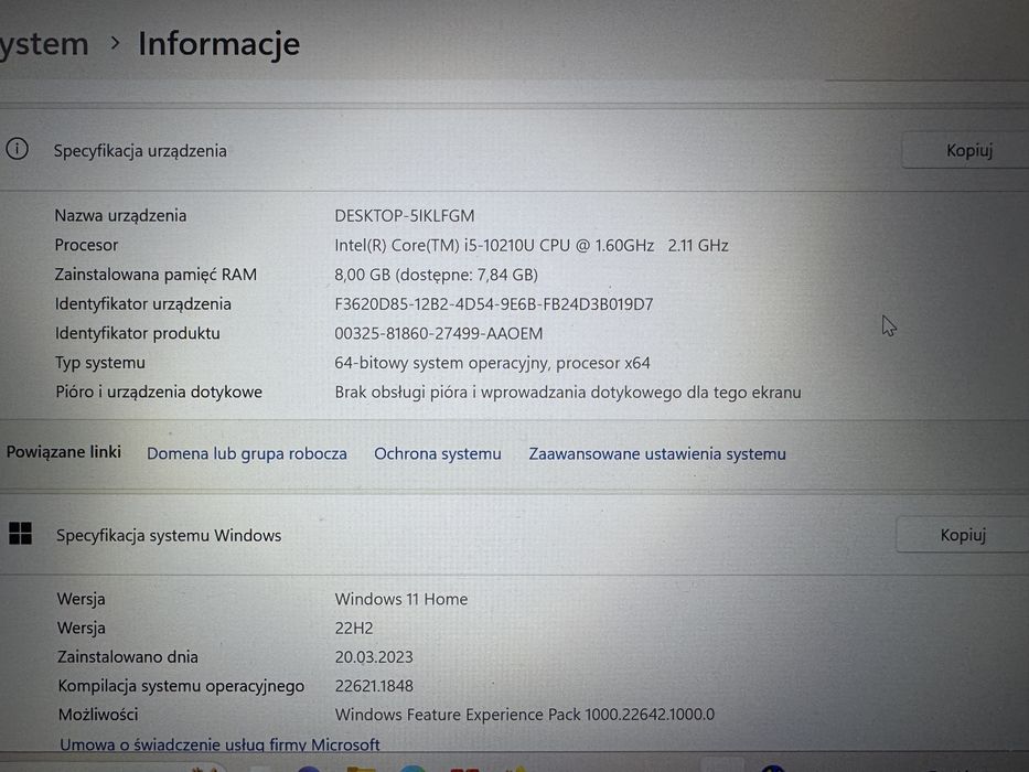 LAPTOP HUAWEI MateBook D14 NoteBook Intel i5-10210U 8GB RAM 256GB