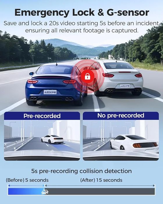 AZDOME M550 Pro 5G WiFi 3 canais Dash Cam Built-in GPS, 4K Dual Dash C