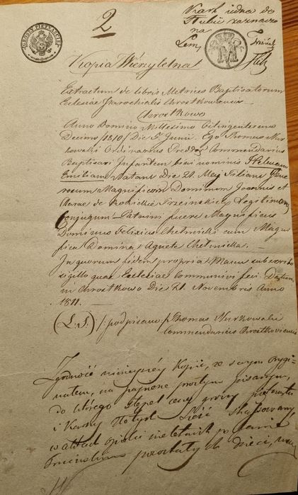 Dokumenty polskie z 1834 r. Znak wodny piękne