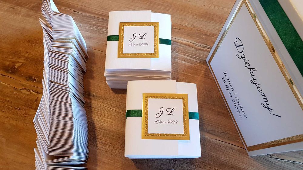 Zaproszenia ślubne SIMPLE 7 czarne lustrzane złote