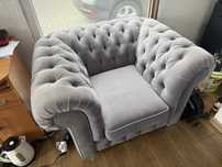 Fotel chesterfield szary chester, lord, pikowany