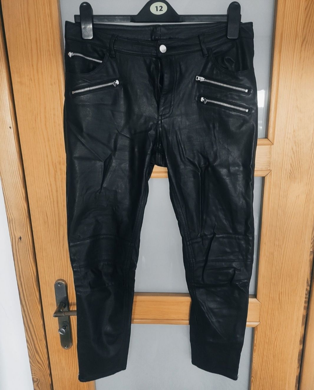 Spodnie skóra r. M czarne H&M na motocykl