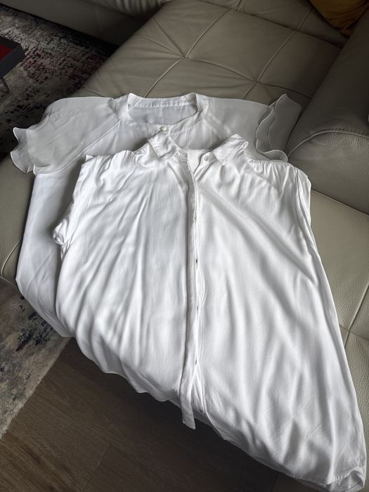 Dwie białe bluzki damskie  zestaw bluzka koszulowa r. 42 XL