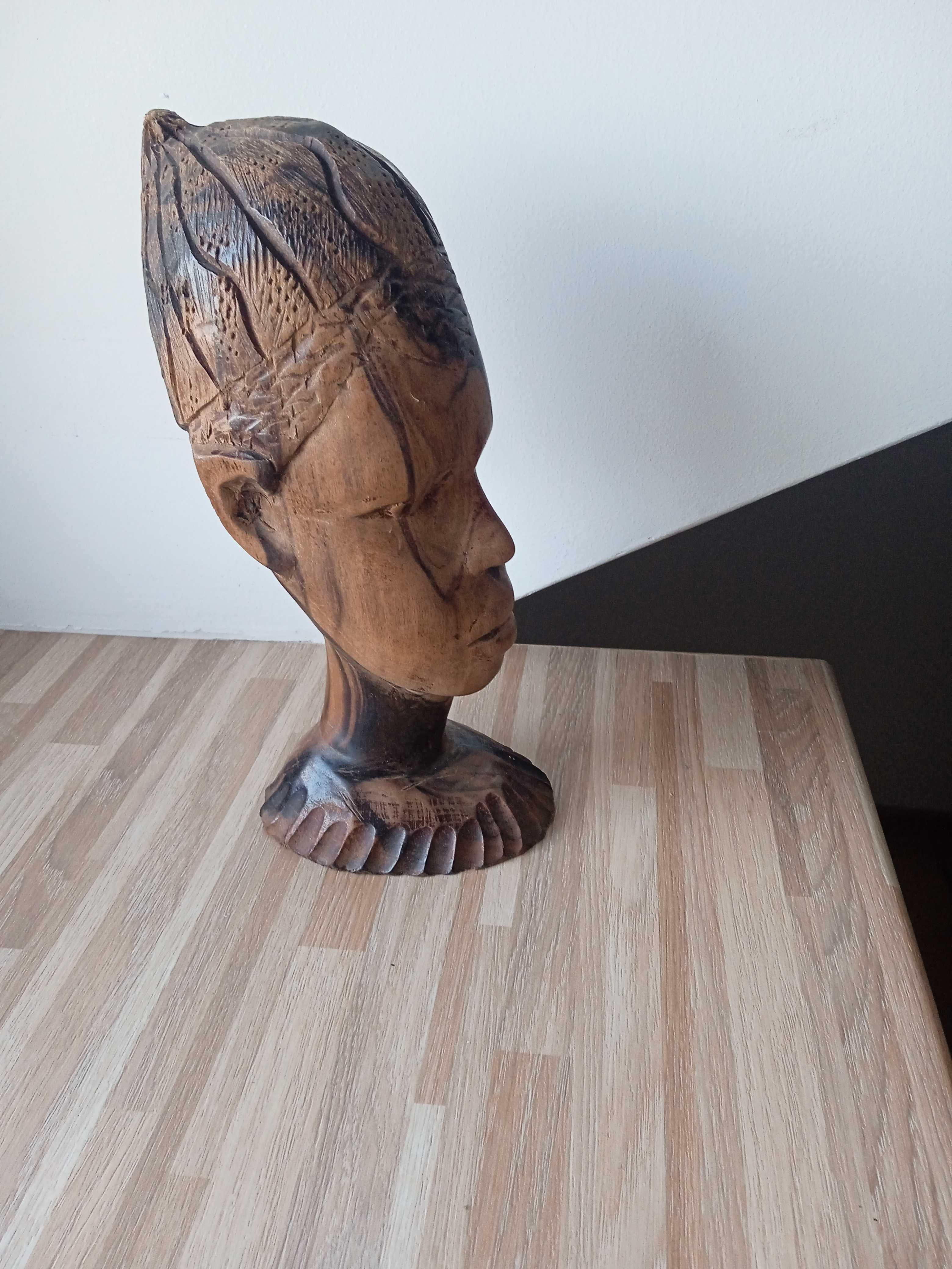 Afrykańska głowa chłopca nr. 3 z drewna hebanowego