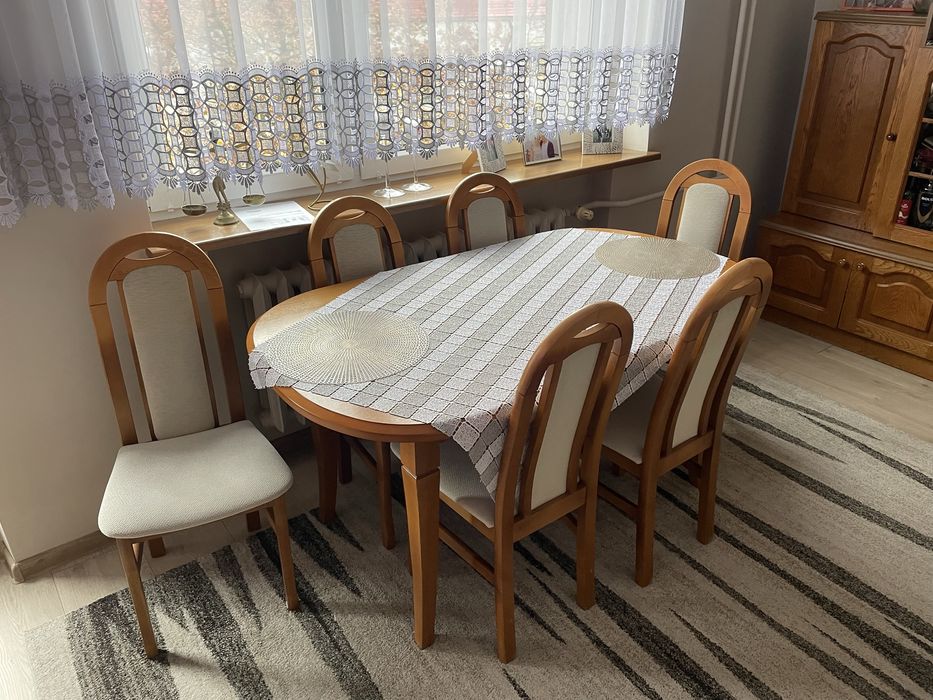 Stol z krzeslami rozkladany solidny