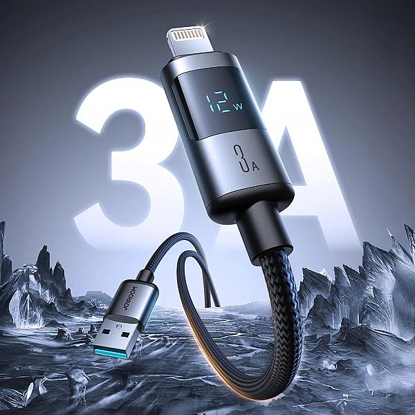Kabel Joyroom S-A16 Pro Prism Series 3A USB-A - Lightning z wyświetlac