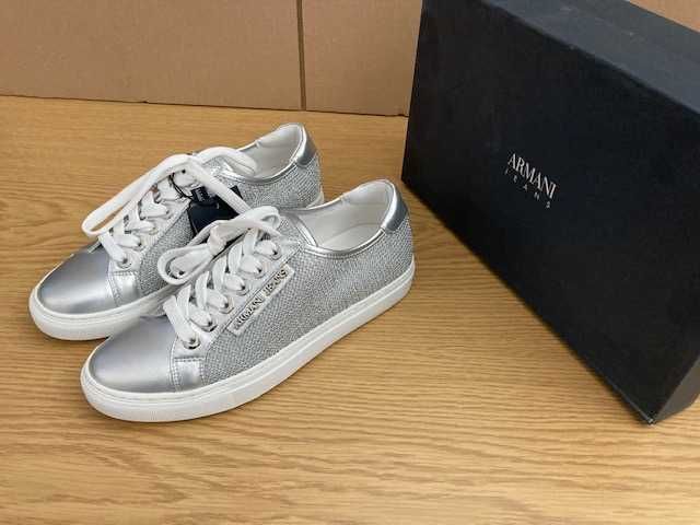 ARMANI JEANS włoskie trampki buty srebrne NOWE OKAZJA !