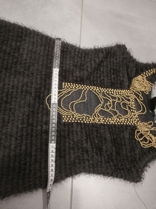 R. 38 sweterkowa szara sukienka łańcuszki