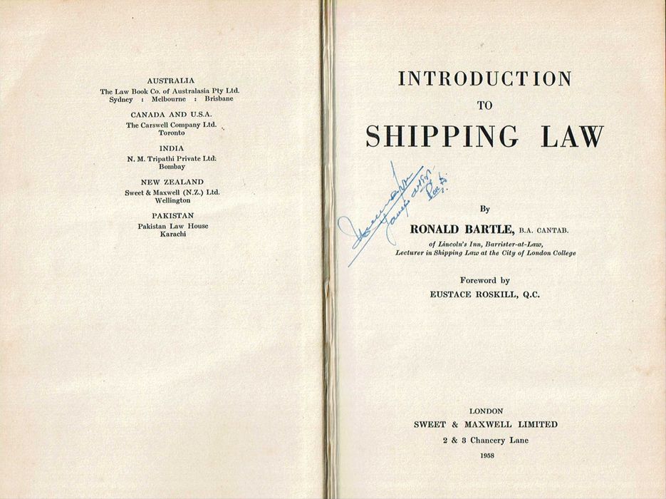 Introduction to Shipping Law (Ronald Bartle - 1958)