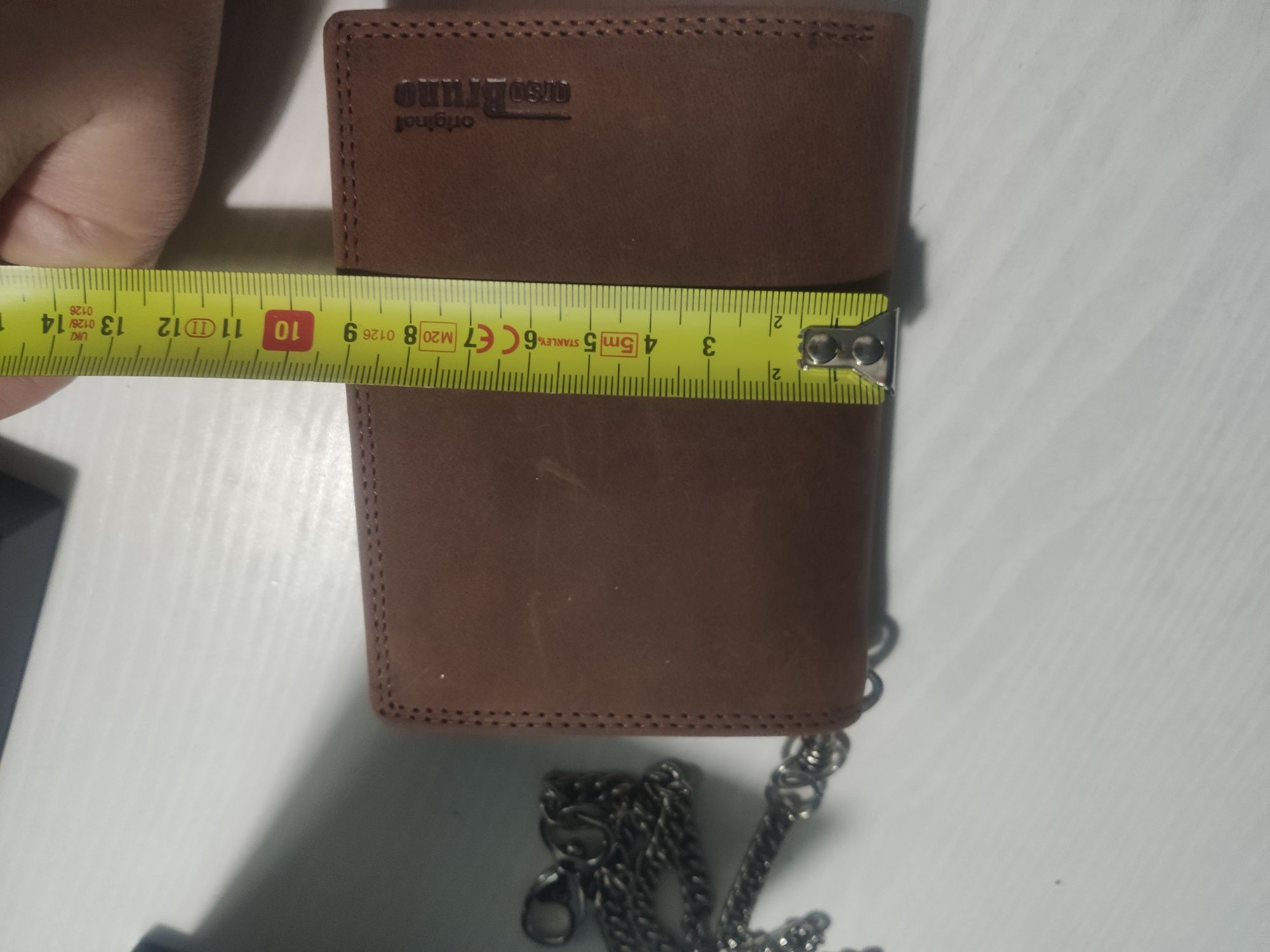 Nowy klasyczny skórzany męski portfel ORSO BRUNO z łańcuszkiem okazja