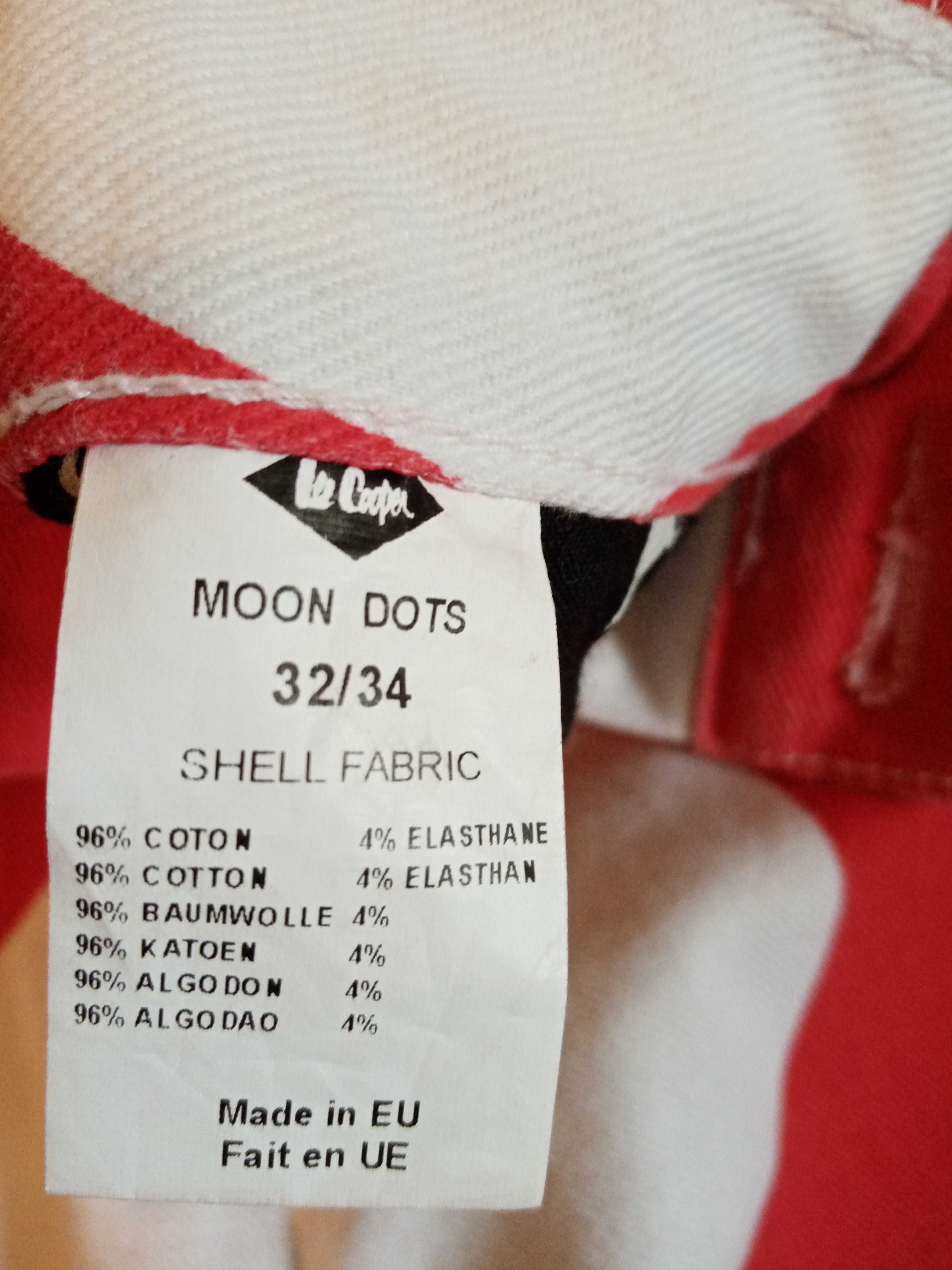 Jeansy Lee Moon Dots w kropki vintage punk rock unikalne czerwone