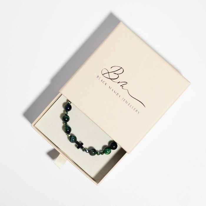 Unikatowa Bransoletka ( Różaniec)  z Kamieni Tygrysie Oko i Hematyt