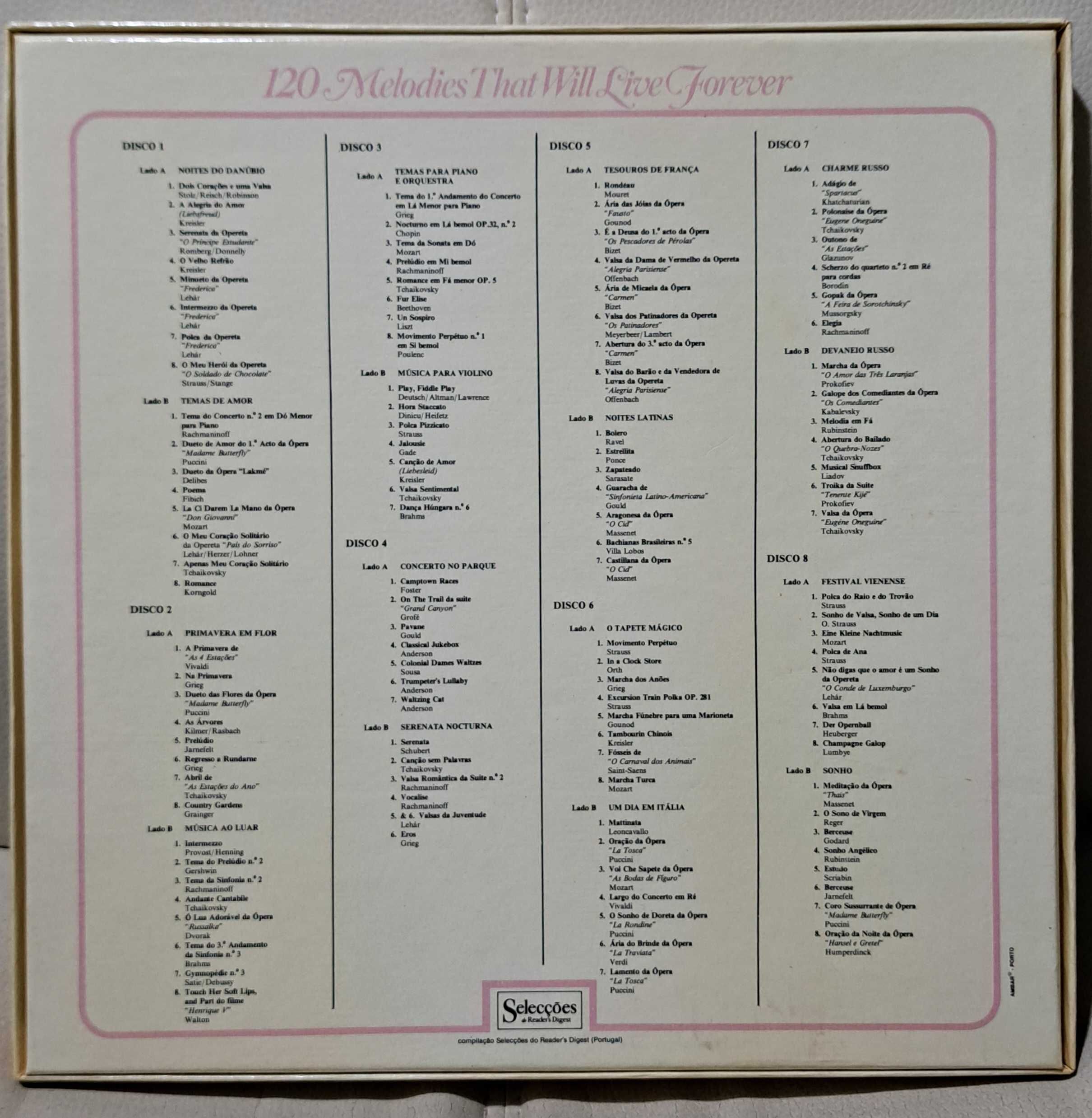 Coletânea "120 Melodies That Will Live Forever", 8 discos vinil